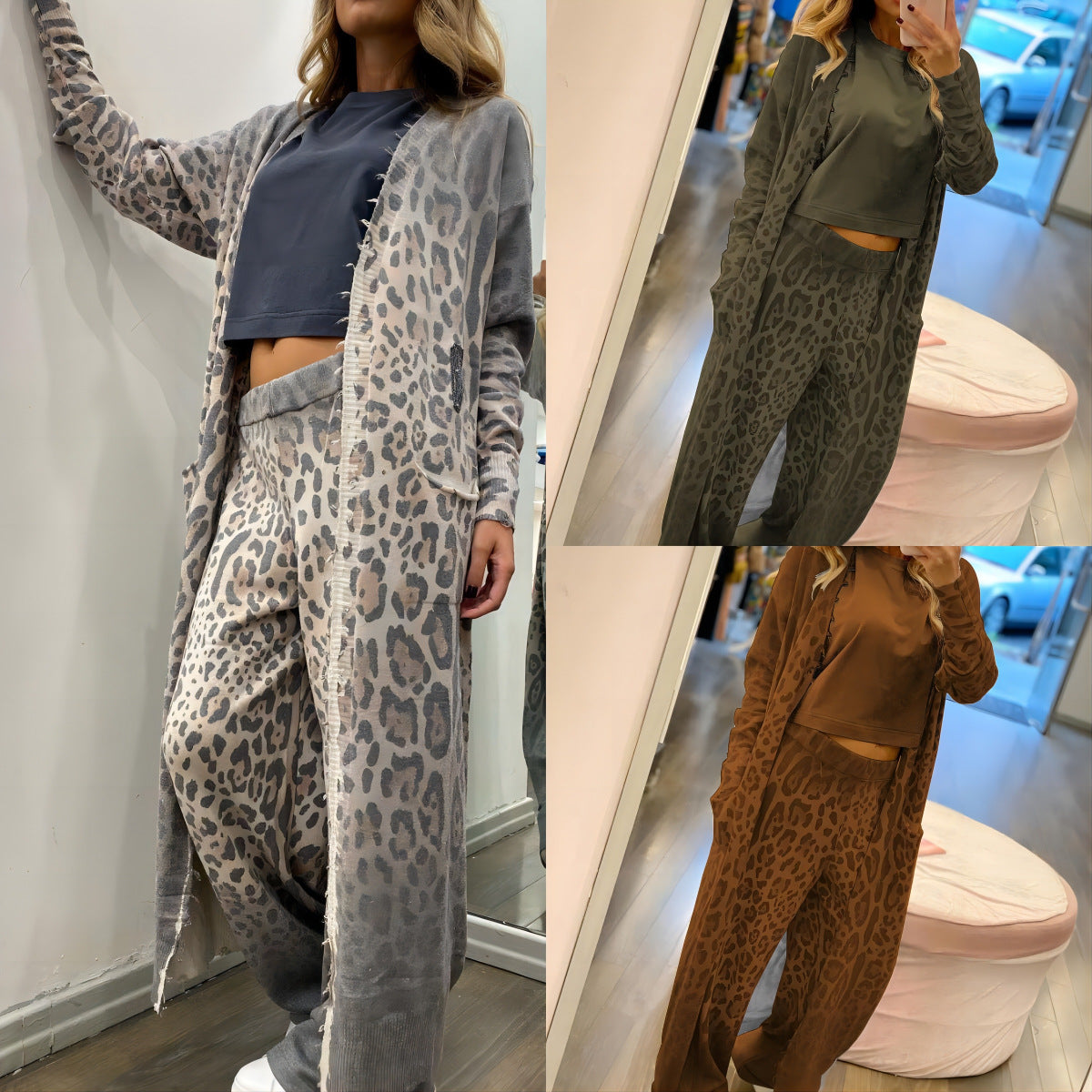 WezelBezel Cardigan Jacket and Pants Set - Two-Piece Style
