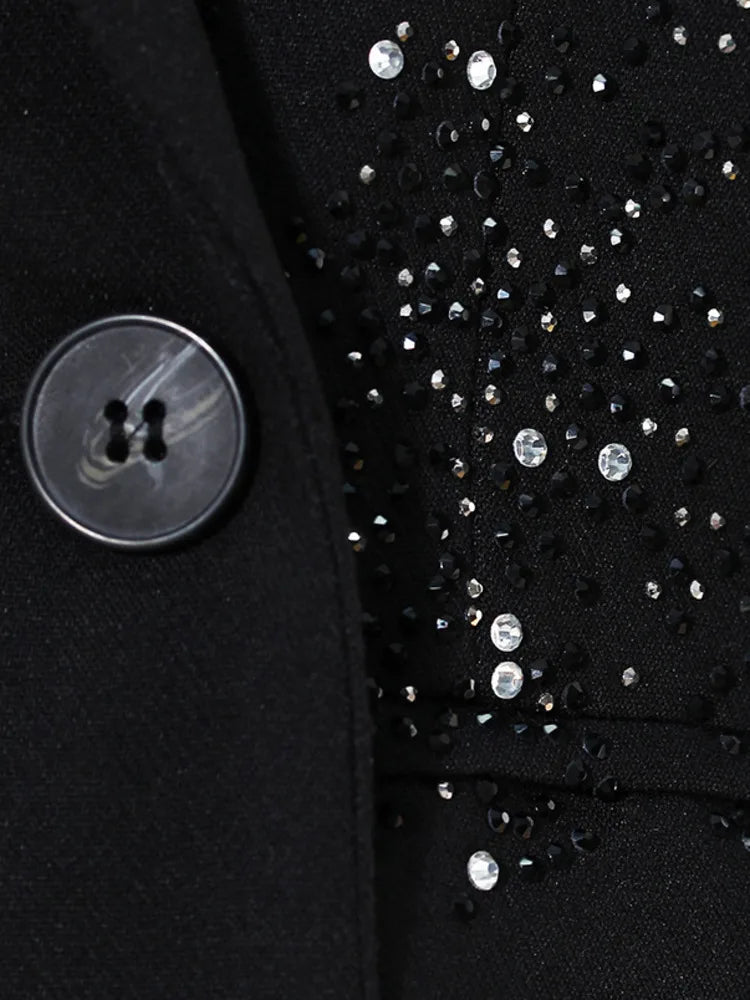 WezelBezel Rhinestone Suit Jacket - Irregular Style