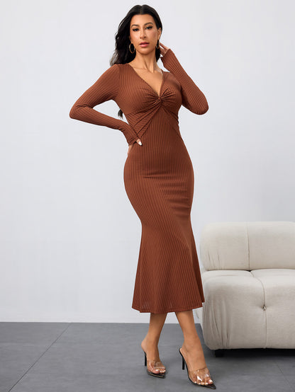 WezelBezel V-Neck Longline Wrap Dress