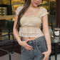 WezelBezel Ruffled Lace Crop Top