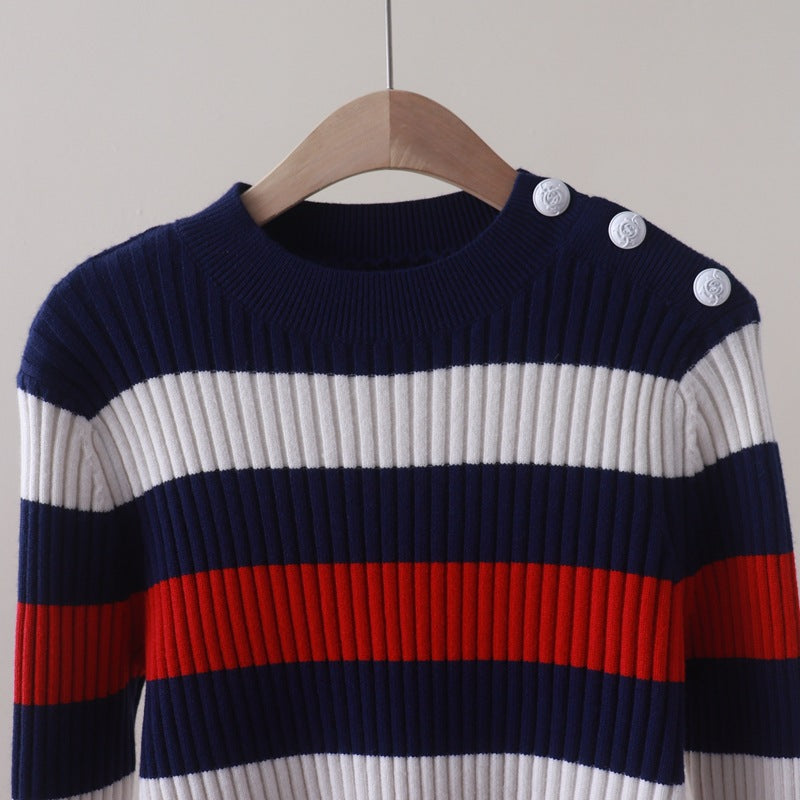 WezelBezel Ribbed Stripe Knit Sweater