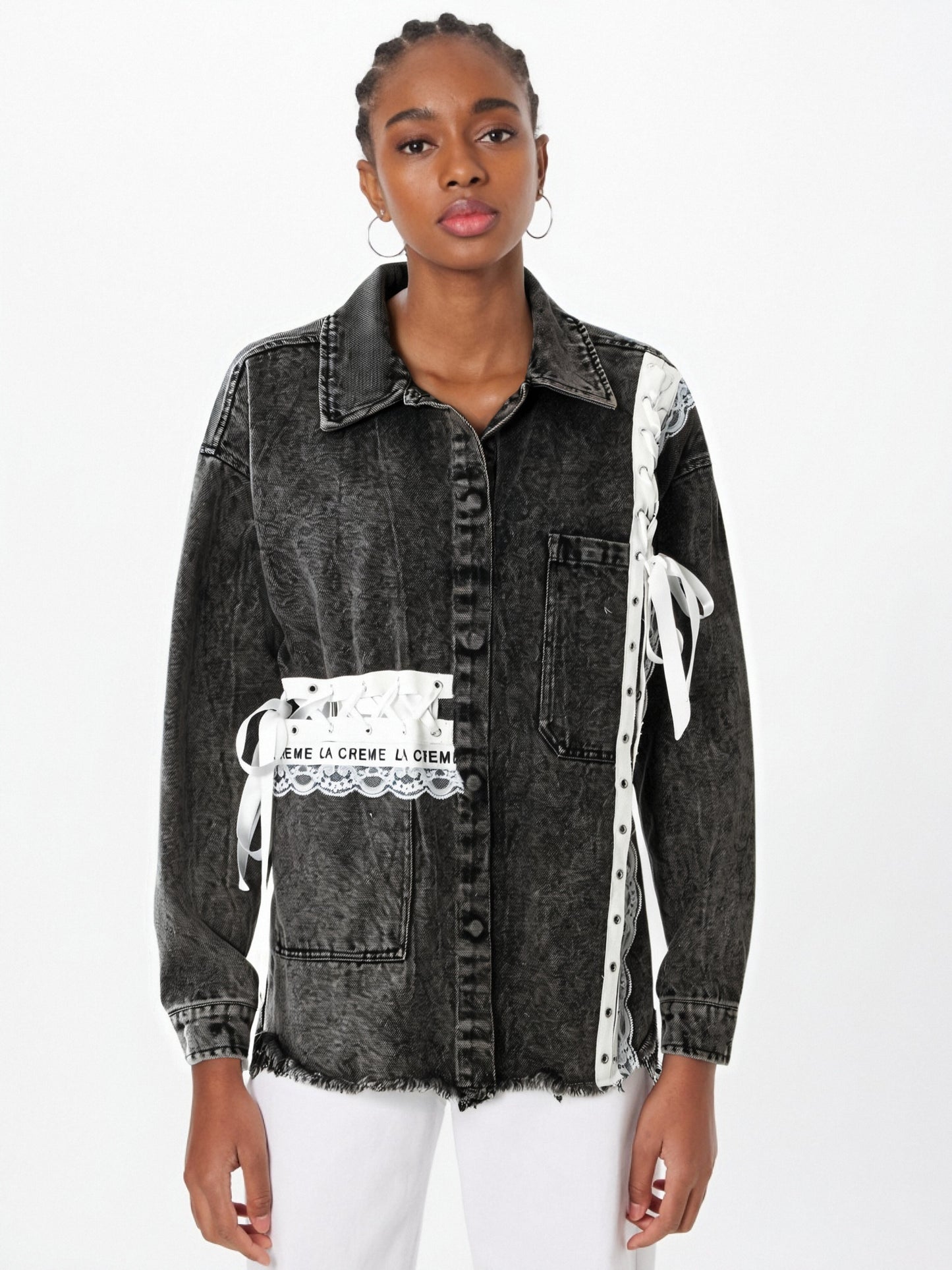 WezelBezel Ribbon Trim Denim Jacket
