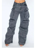 WezelBezel Multi-Pocket Retro Wide-Leg Jeans