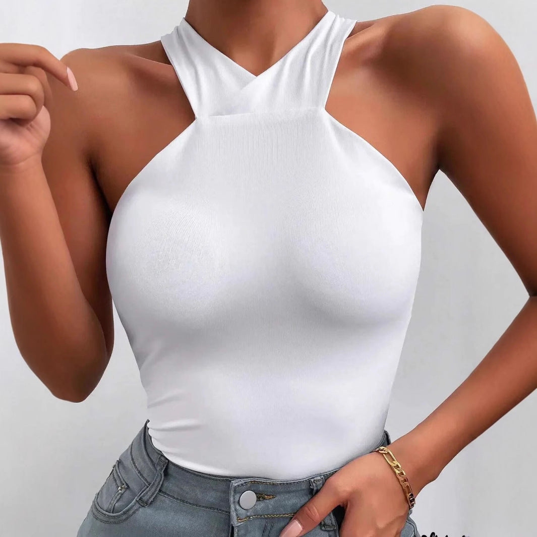 WezelBezel Backless Slim Cross Tee