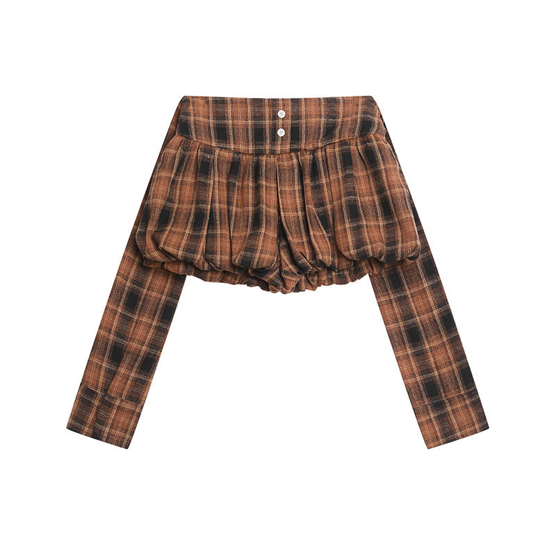 WezelBezel Spliced Puff Sleeve Pants