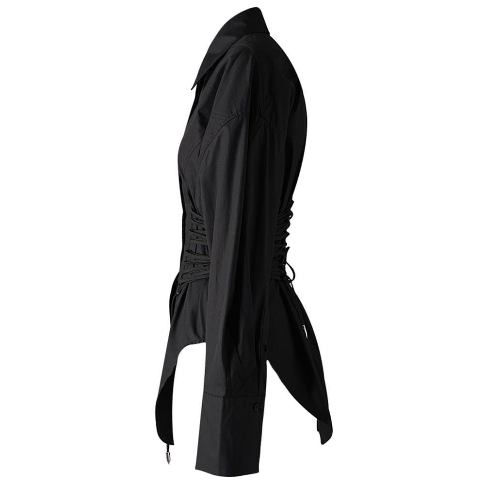 WezelBezel Draped Lace-Up Long Top