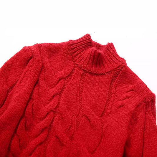 WezelBezel High-Neck Knit Sweater – French-Inspired Belted Design