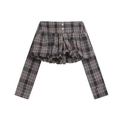 WezelBezel Spliced Puff Sleeve Pants