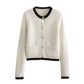 WezelBezel Button Decoration Cardigan - Small Fragrant Style