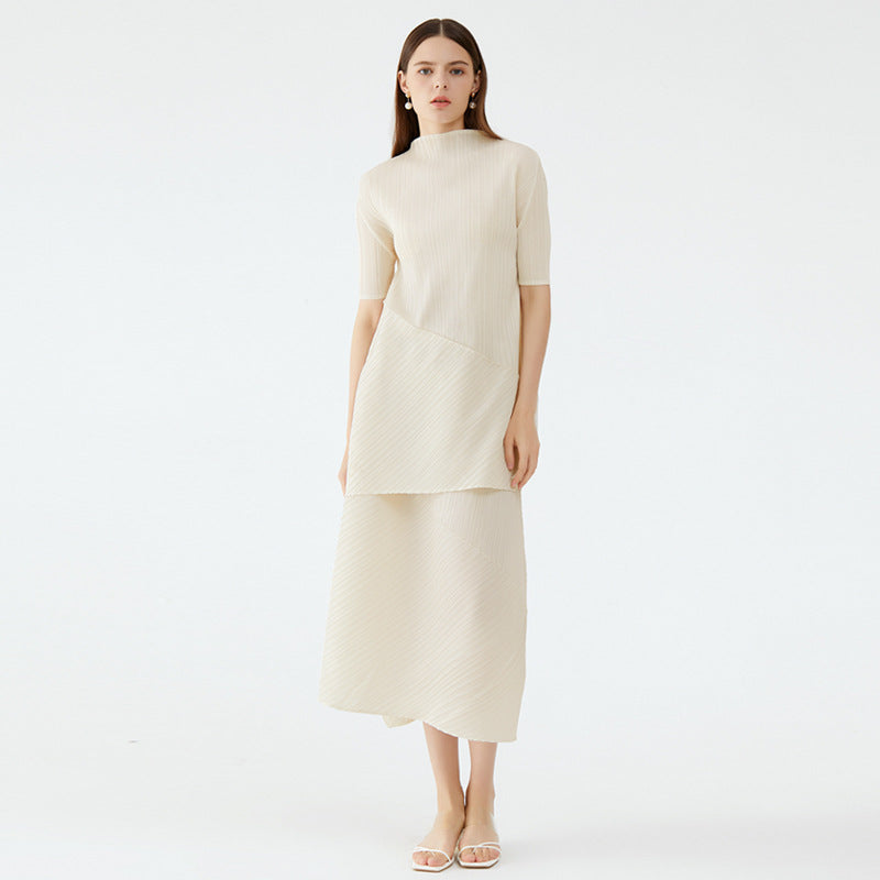 WezelBezel Pleated Two-Piece Suit - Irregular Skirt