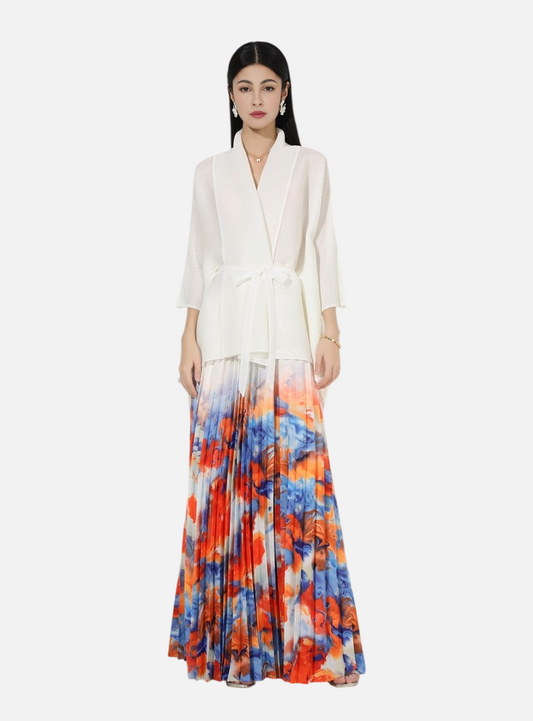 WezelBezel Pleated Lapel Midi Dress