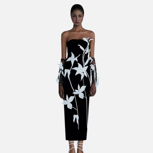 WezelBezel Strapless 3D Floral Dress