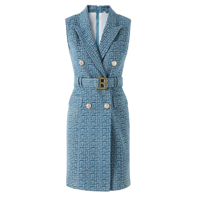WezelBezel Slim Fit Dress - Jacquard Denim Style