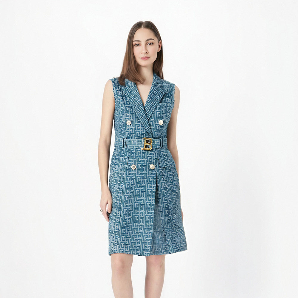 WezelBezel Slim Fit Dress - Jacquard Denim Style