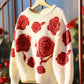 WezelBezel Rose Embroidered Soft Knit Sweater