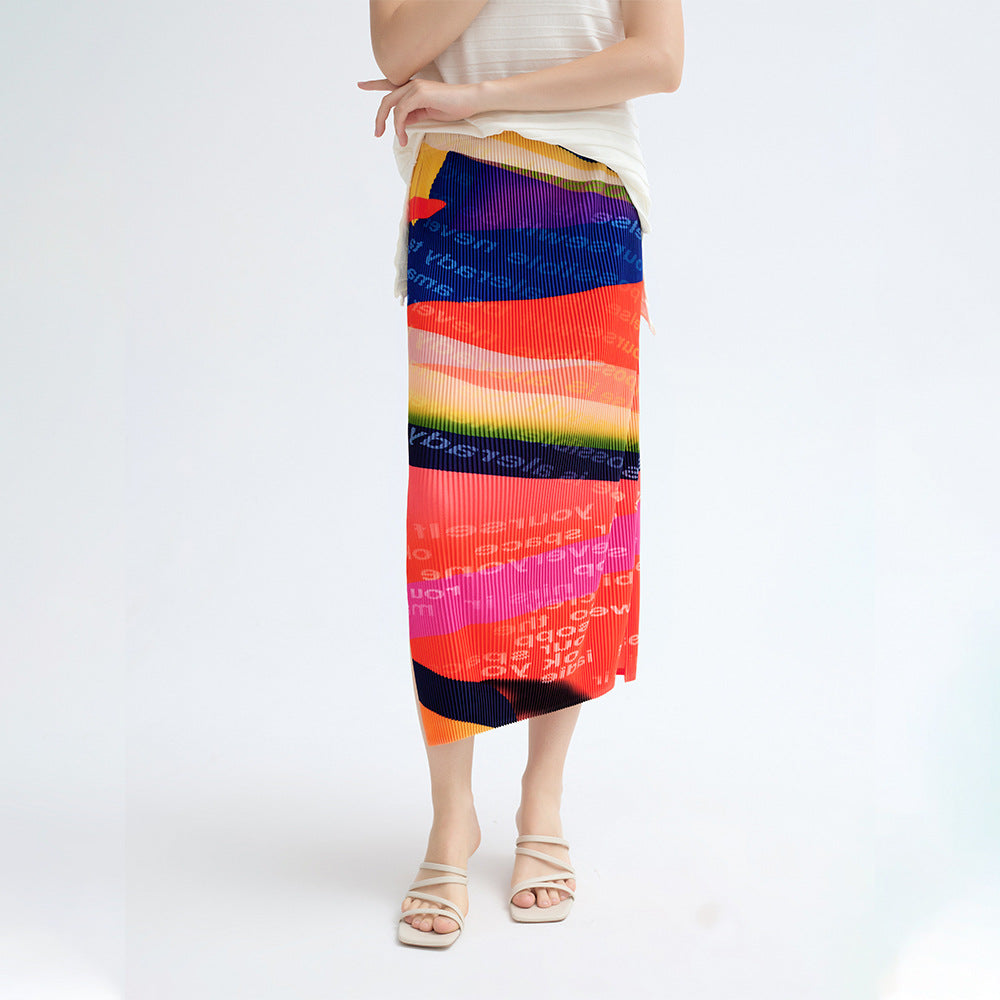 WezelBezel Printed Slit Letter Skirt