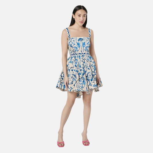 WezelBezel Retro Print Cinch Dress