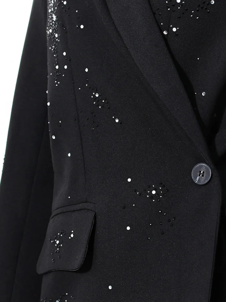 WezelBezel Rhinestone Suit Jacket - Irregular Style