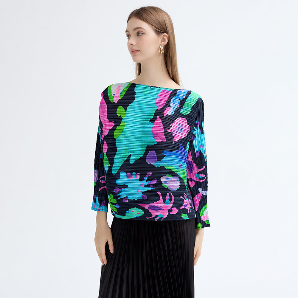 WezelBezel Printed Pleat Long Tee