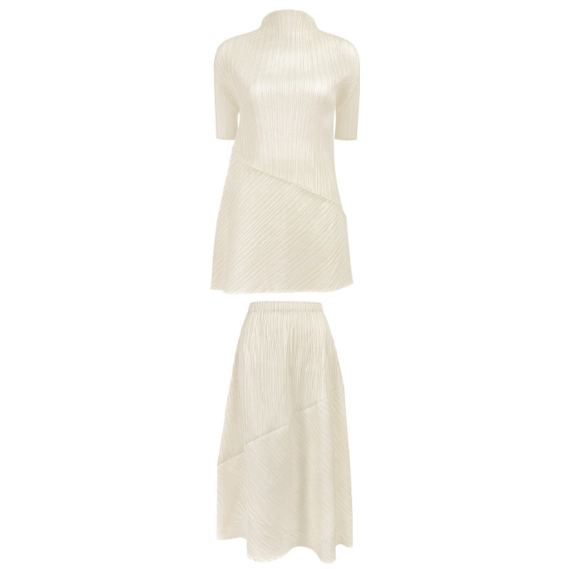 WezelBezel Pleated Two-Piece Suit - Irregular Skirt