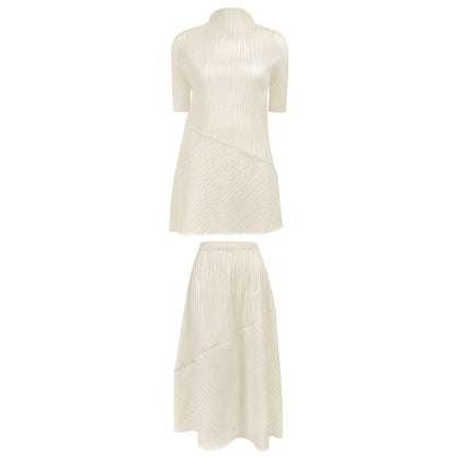 WezelBezel Pleated Two-Piece Suit - Irregular Skirt