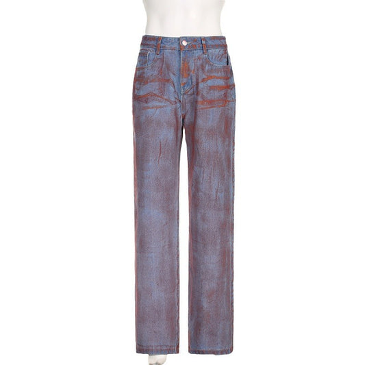 WezelBezel Spray-Painted Straight-Leg Jeans – Edgy Fashion for the Season