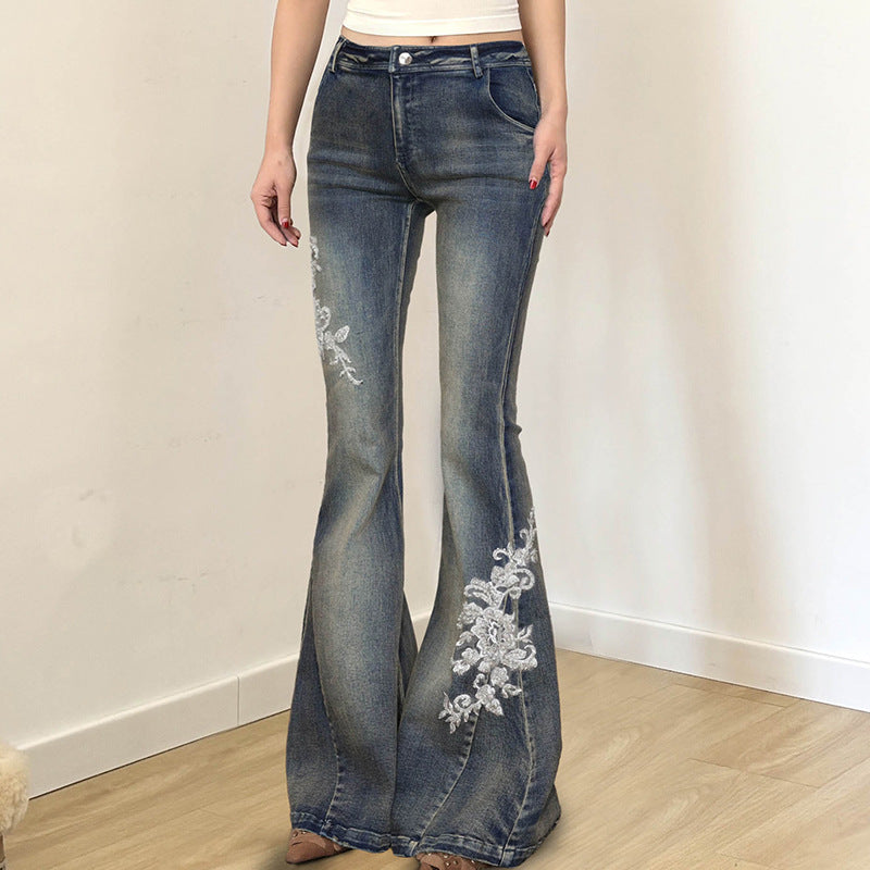 WezelBezel Embroidered High Waist Jeans