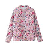 WezelBezel Printed Stand Collar Cotton Jacket