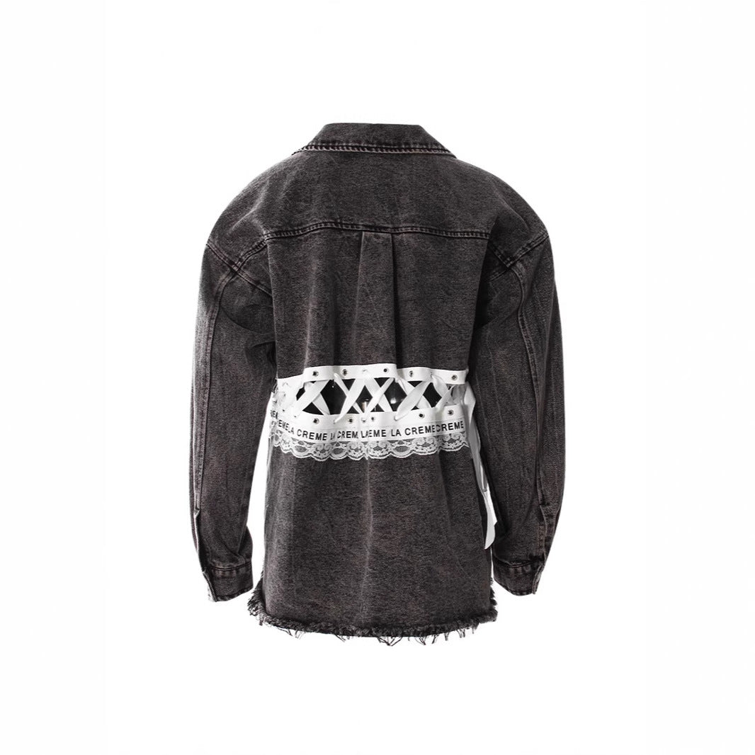 WezelBezel Ribbon Trim Denim Jacket