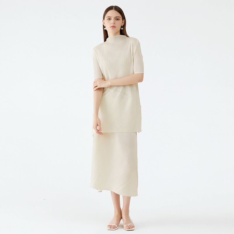 WezelBezel Pleated Two-Piece Suit - Irregular Skirt