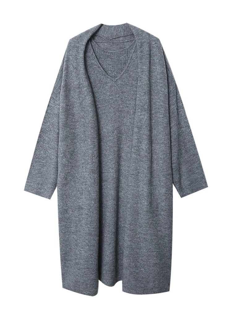 WezelBezel Cardigan Two-Piece Set - Oversized Style