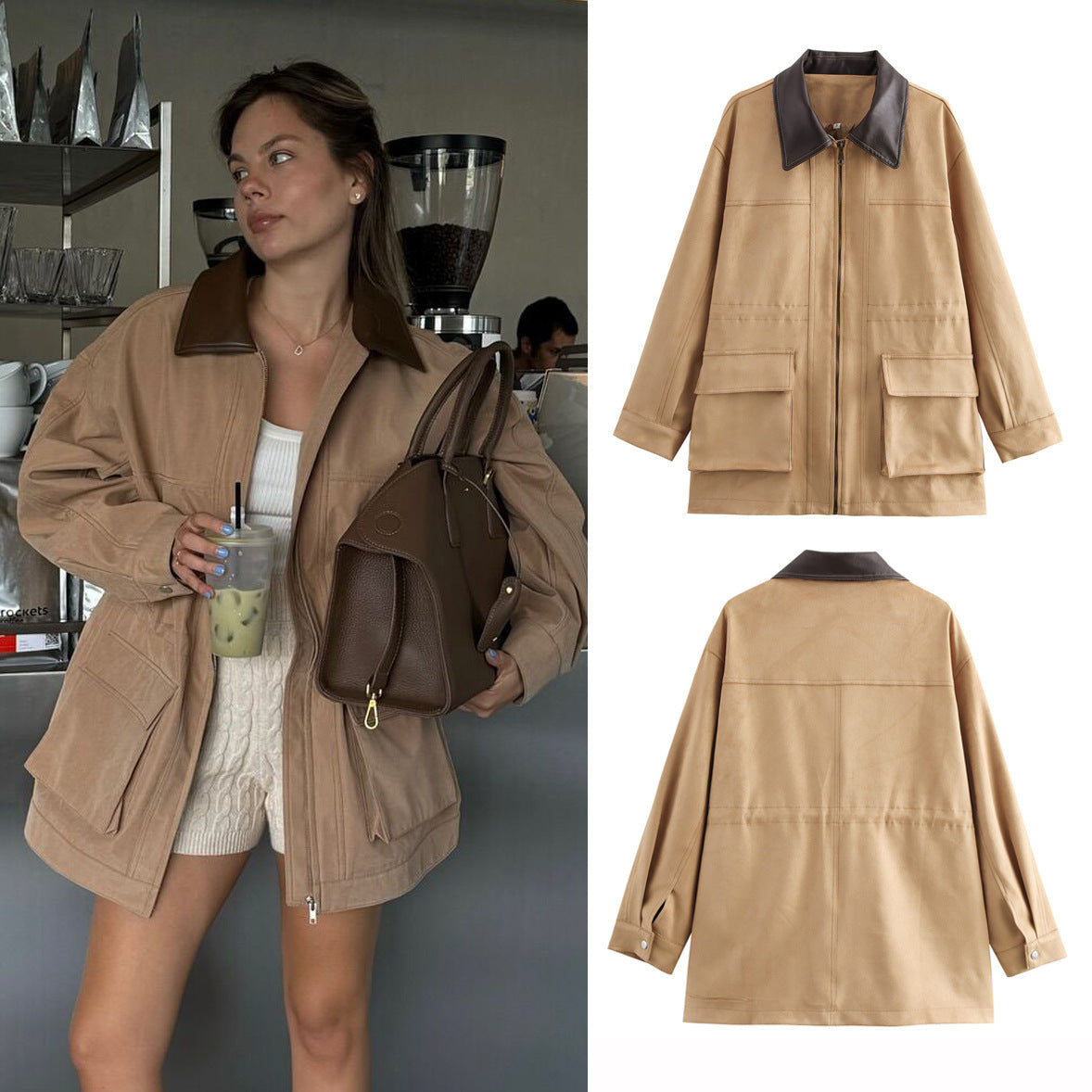 WezelBezel Suede Pocket Coat