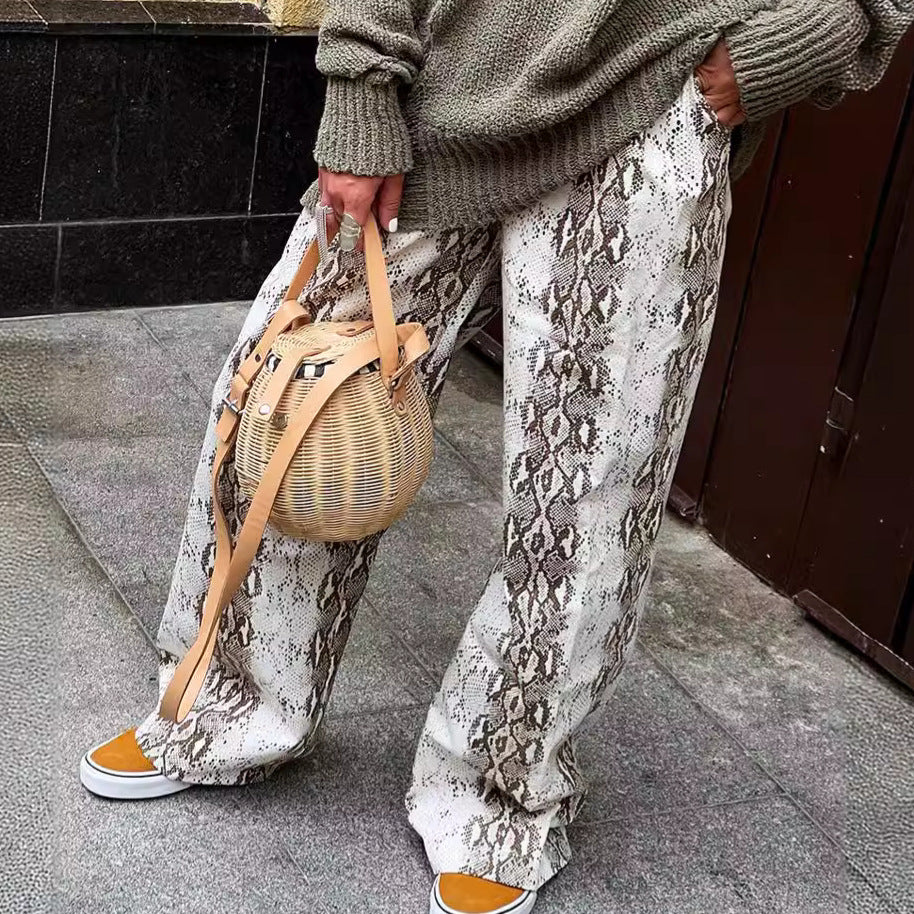 WezelBezel Retro High-Waist Wide Trousers