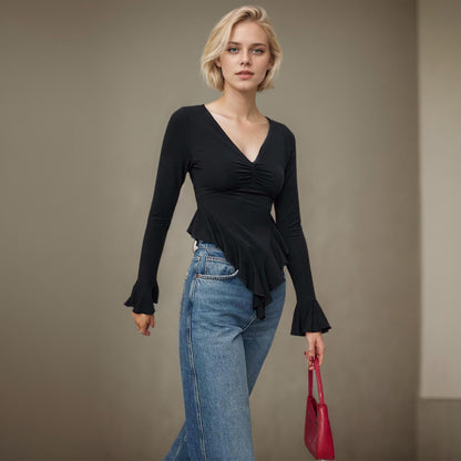 WezelBezel Irregular Slim Top - V-neck Design