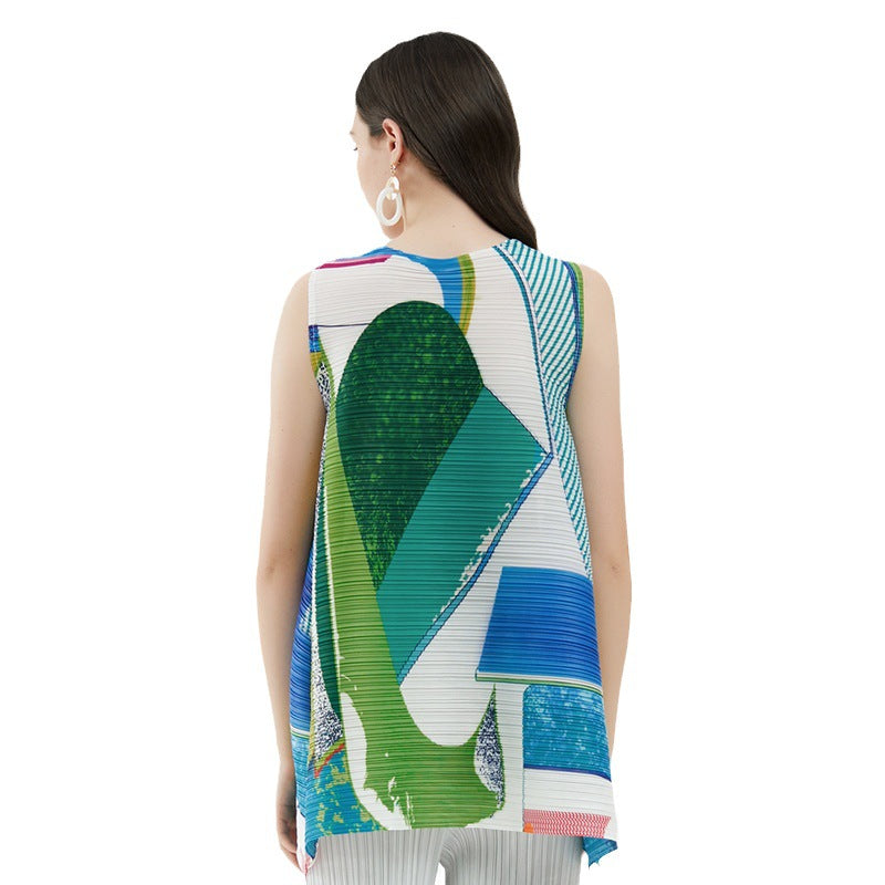 WezelBezel Printed Pleated Casual Tee