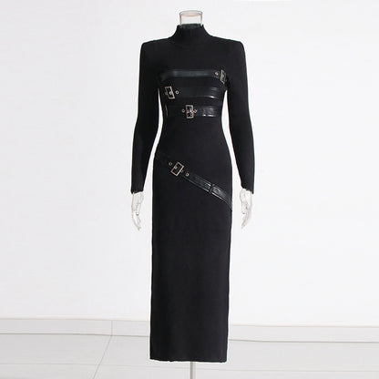 WezelBezel Slim Knit Splice Dress