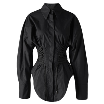 WezelBezel Draped Lace-Up Long Top