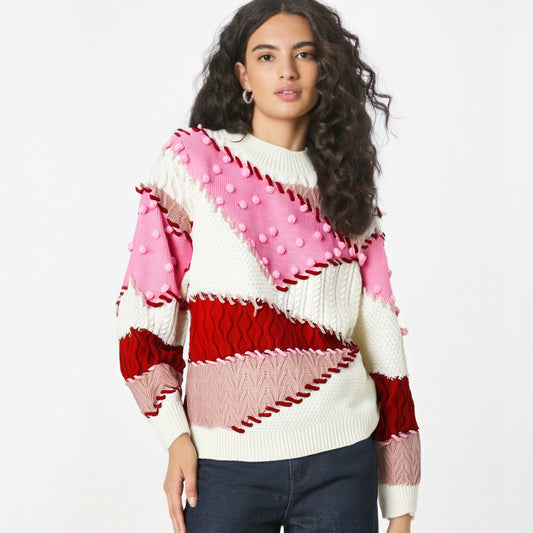 WezelBezel Pink Knit Pullover - Long Sleeve