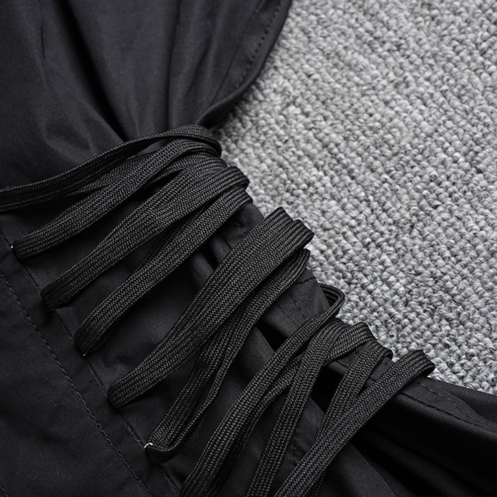 WezelBezel Draped Lace-Up Long Top