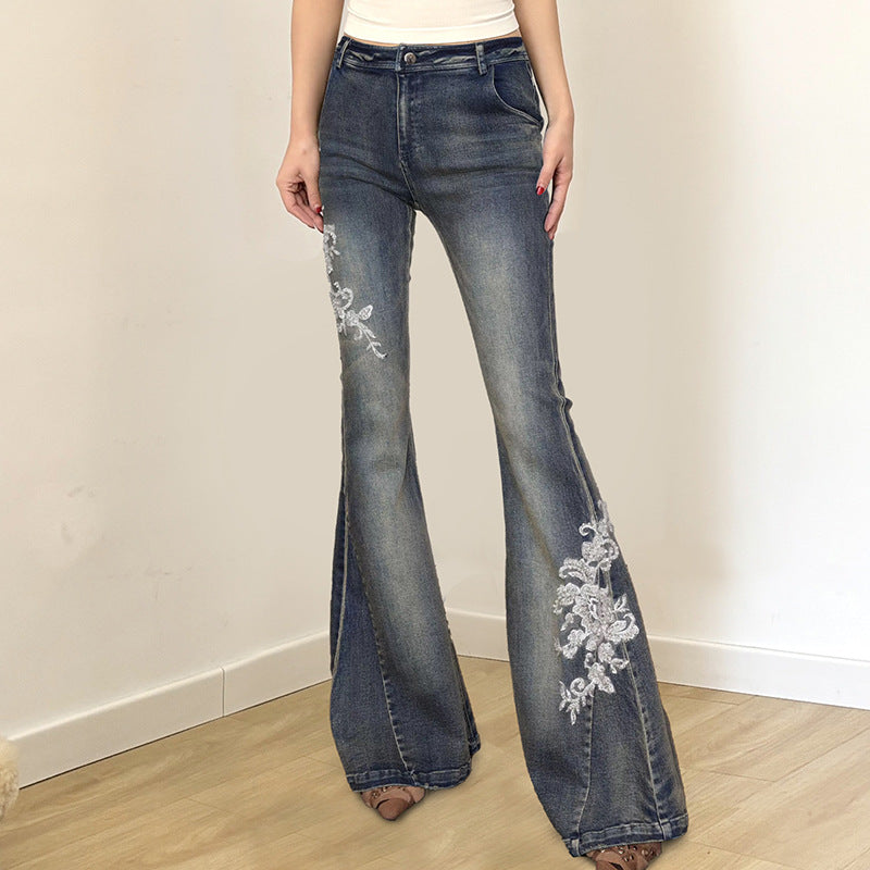 WezelBezel Embroidered High Waist Jeans