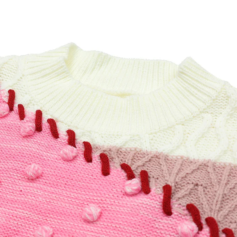 WezelBezel Pink Knit Pullover - Long Sleeve
