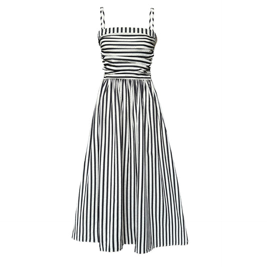 WezelBezel Striped Pleated Camisole Dress