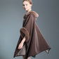 WezelBezel Woolen Coat - Hooded Shawl Cape
