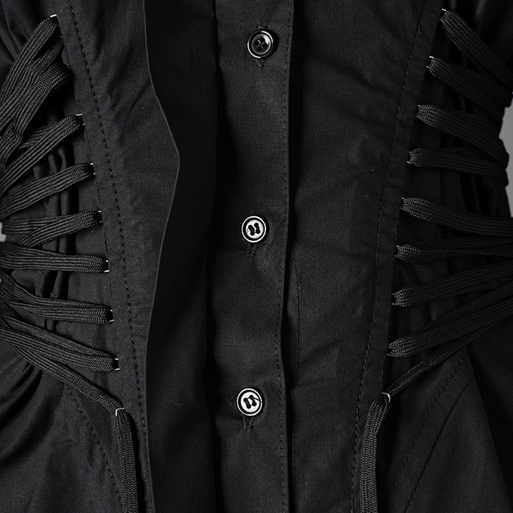 WezelBezel Draped Lace-Up Long Top