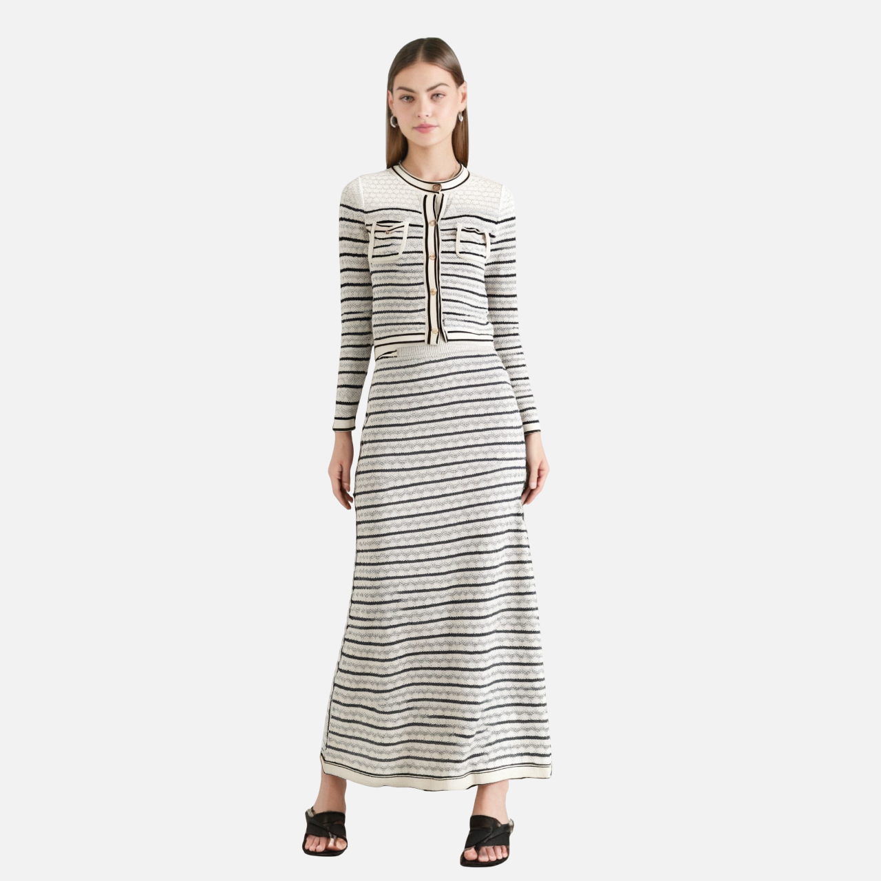 WezelBezel Striped Knit Skirt Set