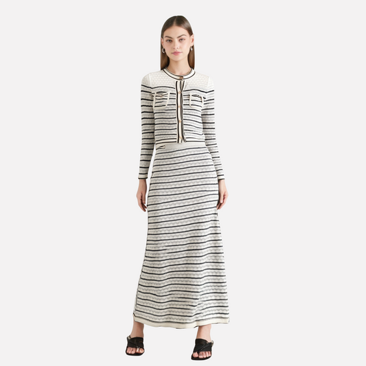 WezelBezel Striped Knit Skirt Set