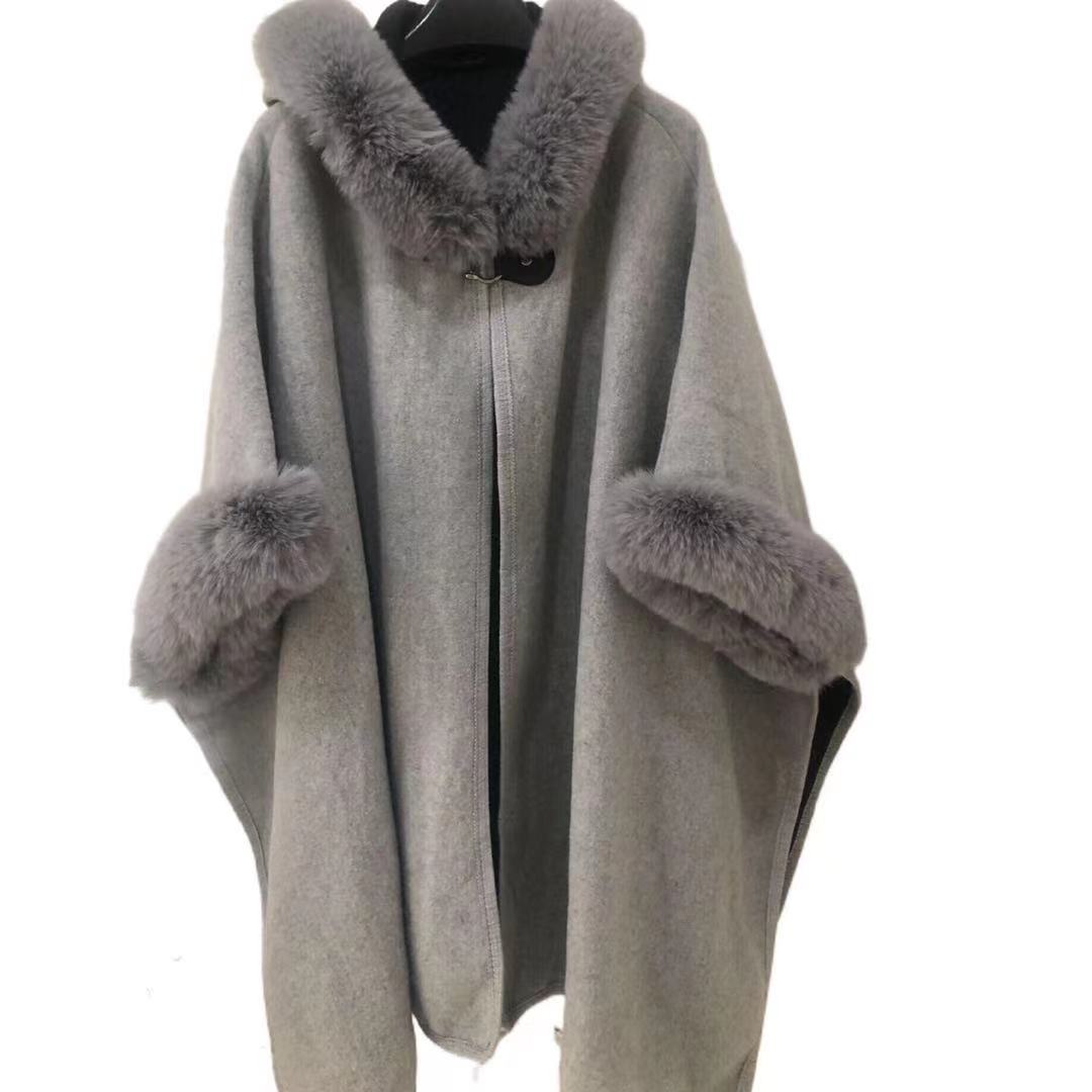 WezelBezel Woolen Coat - Hooded Shawl Cape