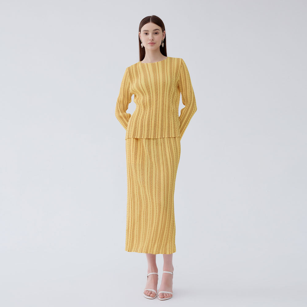 WezelBezel Striped Pleated Skirt Set
