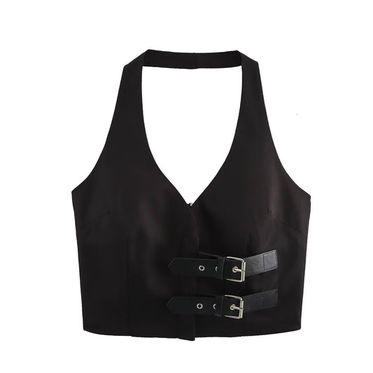 WezelBezel Backless Slim Knit Tank