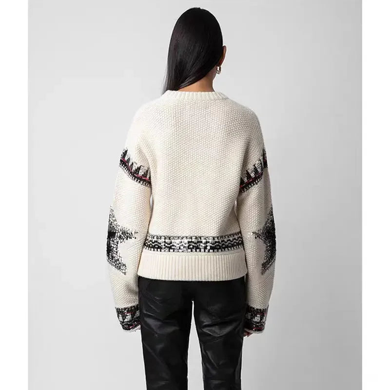 WezelBezel Sequin Cashmere Knit Sweater